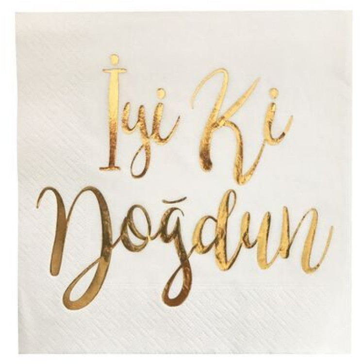 Peçete İyi Ki Doğdun Altın Baskılı 16'lı