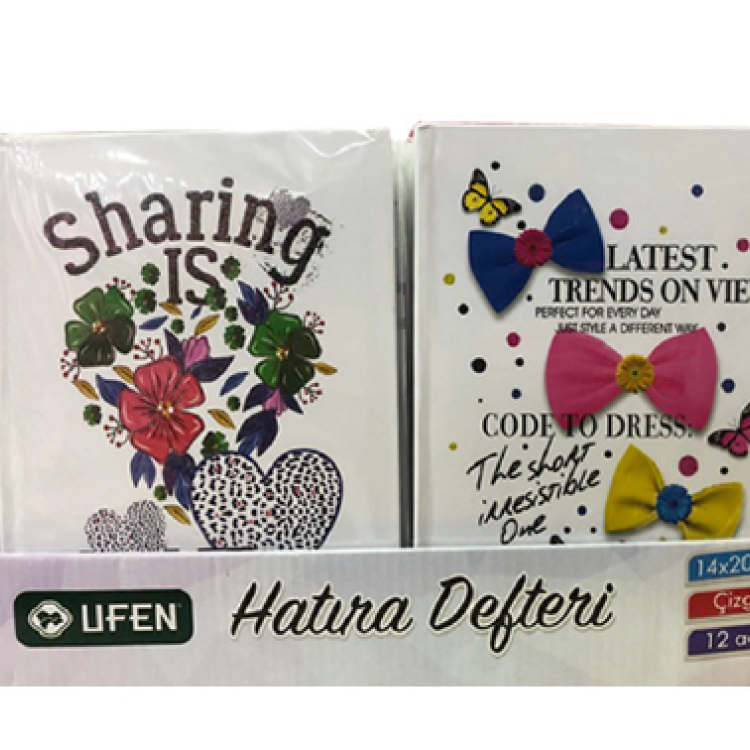 UFEN 14X20 KİLİTLİ HATIRA DEFTERİ KIZ 12Lİ