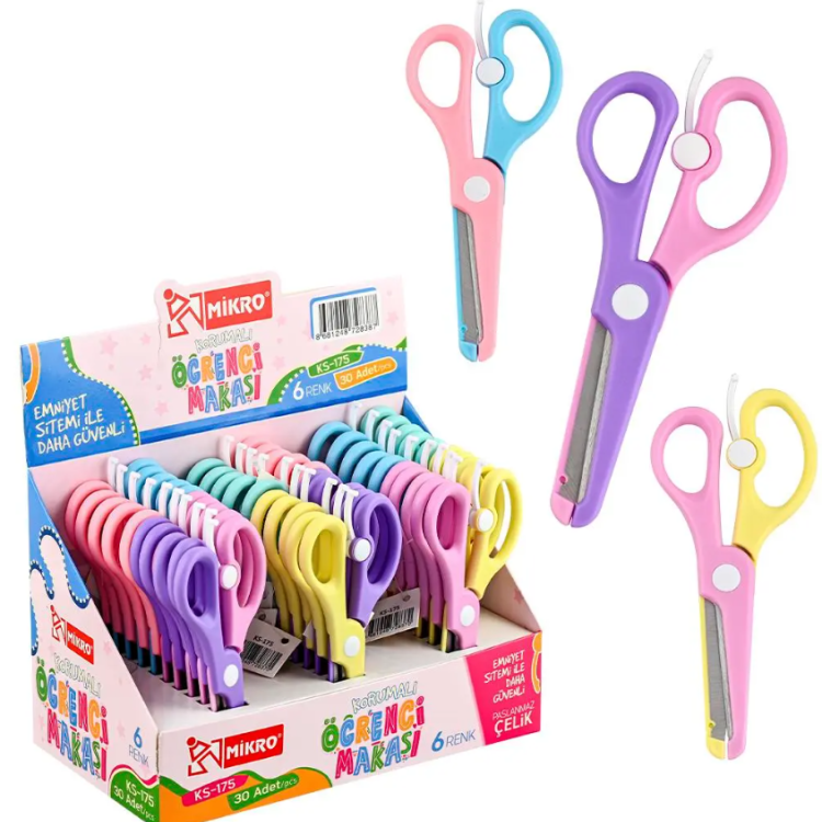 MİKRO KS-175 KORUMALI ÖĞRENCİ MAKASI 6 RENK 30LU MİKRO KS-175 KORUMALI ÖĞRENCİ MAKASI 6 RENK 30LU