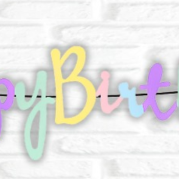 Banner Kaligrafi Happy Bırthday Makaron Banner Kaligrafi Happy Bırthday Makaron