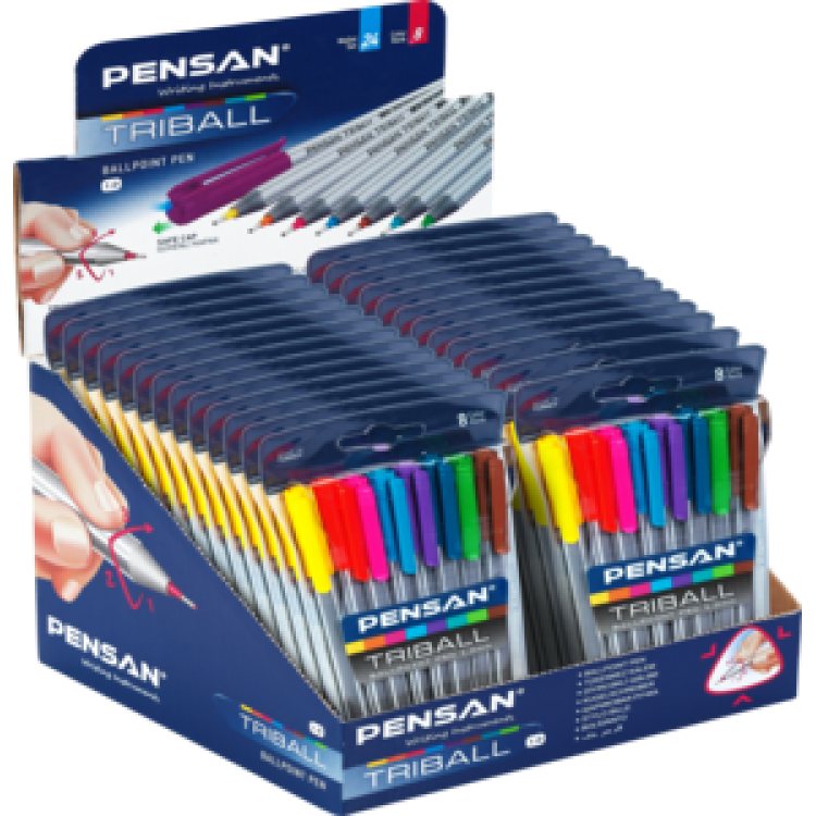 PENSAN 1003 TRİBALL TÜKENMEZ KALEM RENKLİ 8'Lİ SET *192