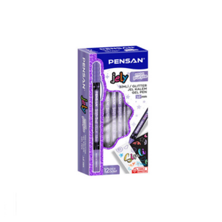 PENSAN 2800 MOR JELY GLİTTER SİMLİ JEL KALEM 12Lİ