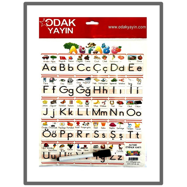 ODAK A4 KALEMLİ ALFABE YAZI ÇALIŞMA KARTI