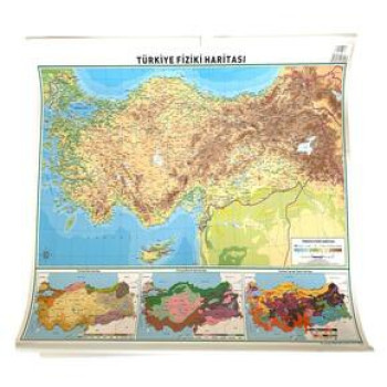 ODAK TÜRKİYE HARİTASI FİZİKİ-SİYASİ 50X70 5'li