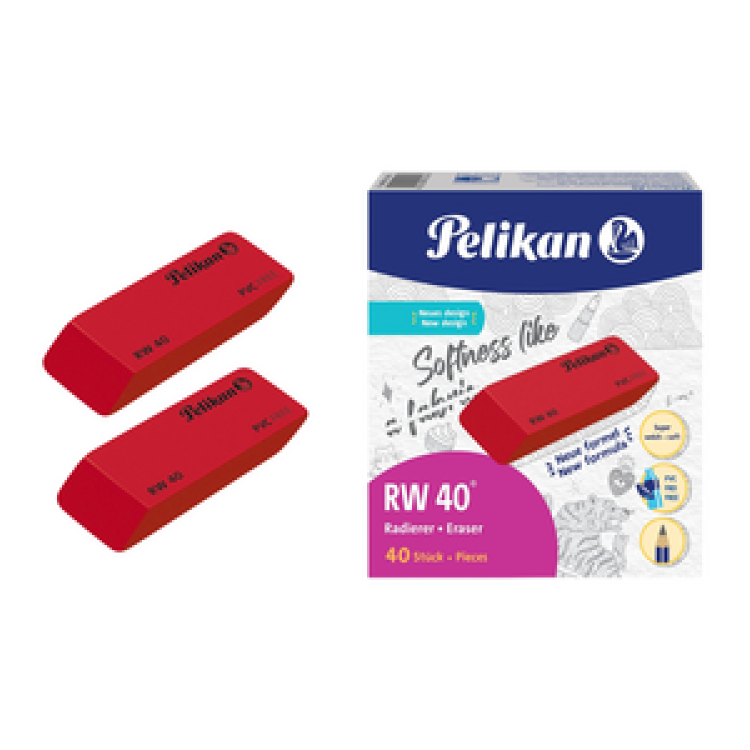 PELİKAN RW-40 KIRMIZI SİLGİ 40'LI PAKET