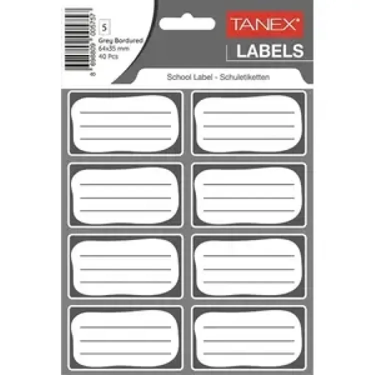 TANEX BRD-7003 BORDÜRLÜ GRİ ÇİFT SIRA OKUL ETİKETİ 10LU *50
