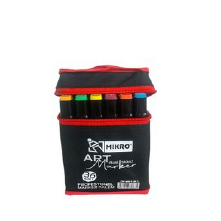 MİKRO ZW-8001  ART ÇİFT TARAFLI ÇANTALI MARKER 36LI *30 >