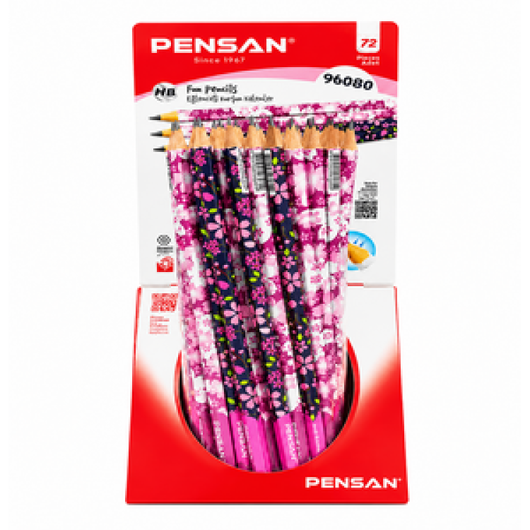 PENSAN 96080 ÇİÇEK DESENLİ MİX KURŞUN KALEM 72'Lİ
