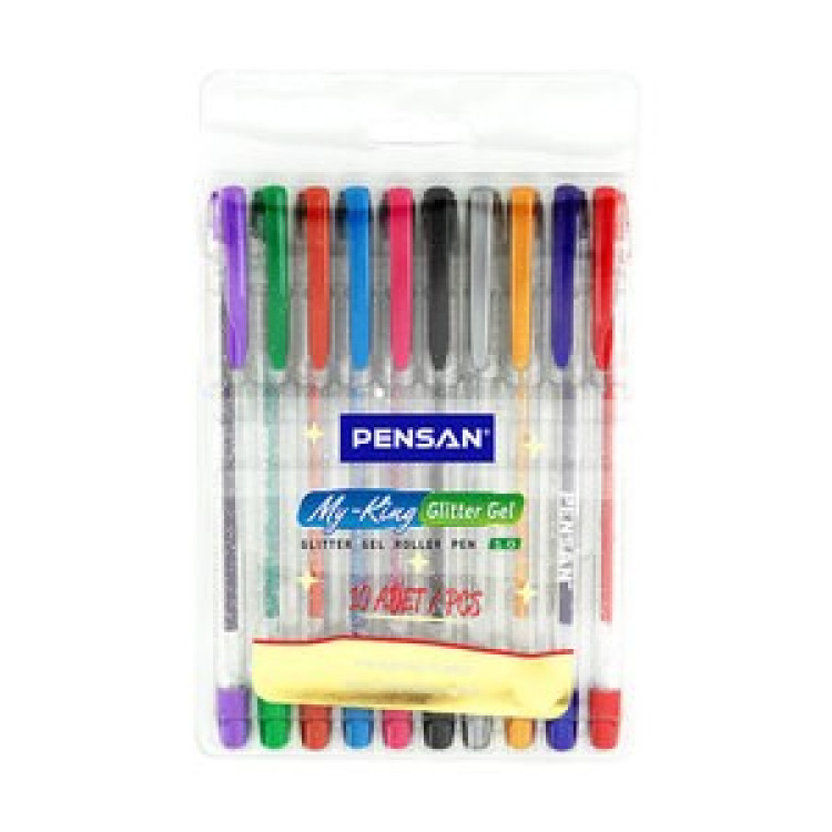 PENSAN MY-KİNG 6402-10 RENK SİMLİ JEL KALEM 12'Lİ
