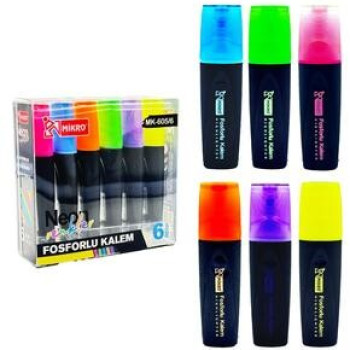 MİKRO MK-605-6 LI NEON RENK FOSFORLU KALEM MİKRO MK-605-6 LI NEON RENK FOSFORLU KALEM