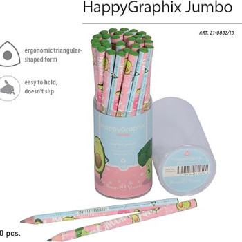 HAPPY GRAPHİX 21-0062-15 JUMBO KURŞUN KALEM 4B 3,5MM AVOKADO 30'LU