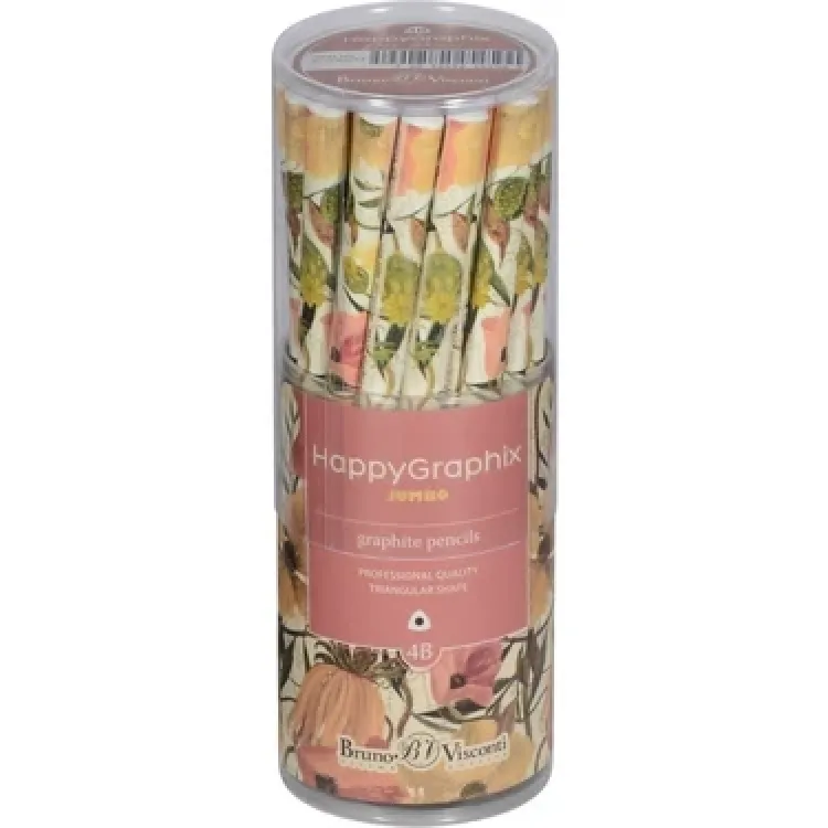 HAPPY GRAPHİX 21-0062-33 JUMBO KURŞUN KALEM  4B 3,5MM ÇİÇEKLER 30LU