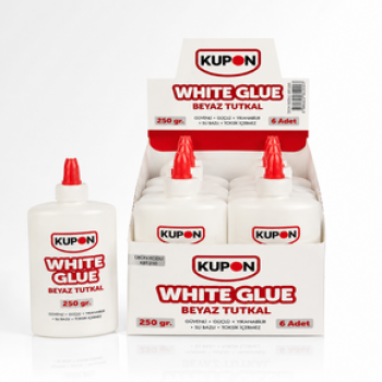 KUPON KBT-250 BEYAZ GLUE TUTKAL 250GR 6'LI *16 KUPON KBT-250 BEYAZ GLUE TUTKAL 250GR 6'LI *16