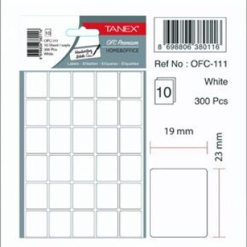 TANEX OFC-111 BEYAZ OFİS ETİKETİ 10'LU *54