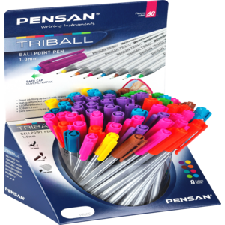 PENSAN 1003 TRİBALL TÜKENMEZ KARIŞIK RENKLİ 1.0M 60LI*16