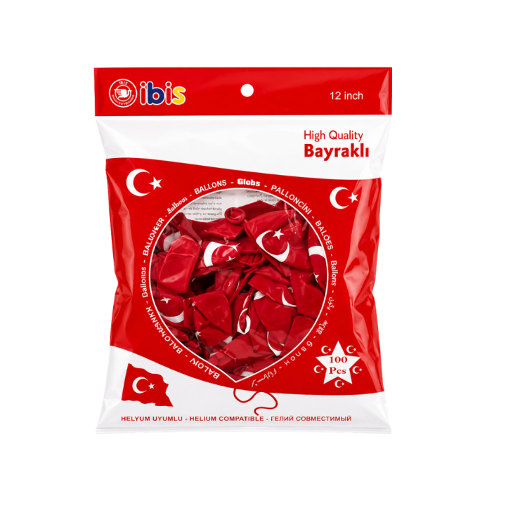 İBİS AYYILDIZ BAYRAKLI BALON 100'LÜ >