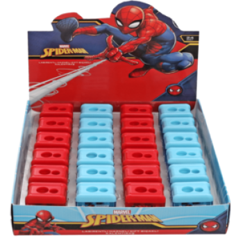 KAMP.SPIDERMAN LABİRENTLİ HAZNELİ ÇİFT BIÇAKLI KALEMTIRAŞ TECH 24'LÜ ^*720