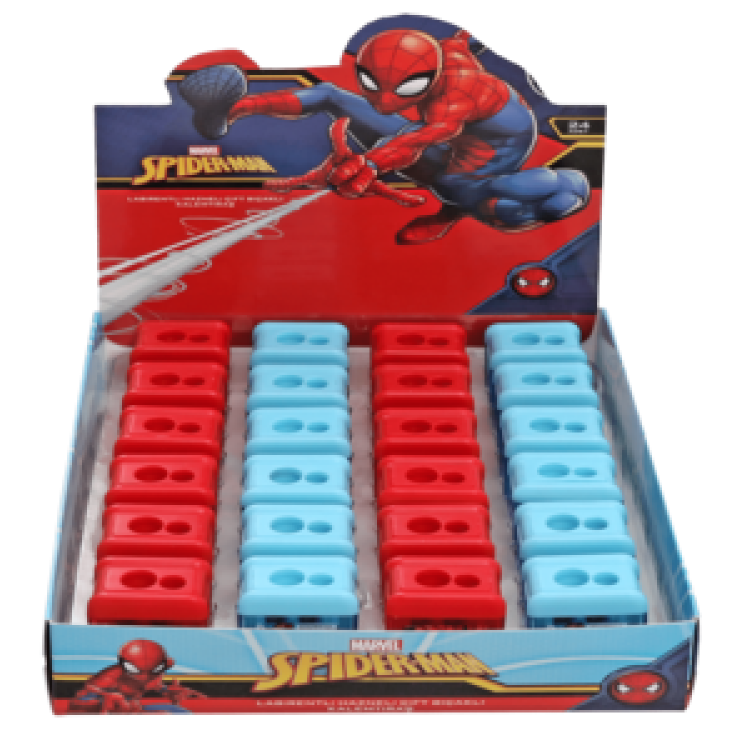 KAMP.SPIDERMAN LABİRENTLİ HAZNELİ ÇİFT BIÇAKLI KALEMTIRAŞ TECH 24'LÜ ^*720