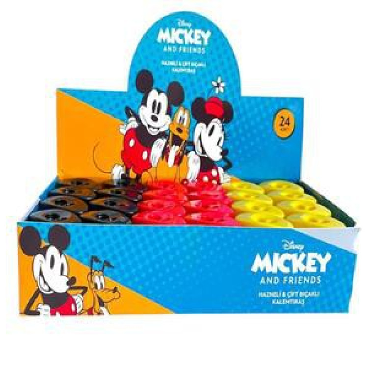 MINNIE&MICKEY HAZNELİ 40570B ÇİFT BIÇAKLI KALEMTRAŞ 24LÜ ^ *192 >