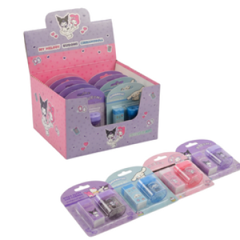 612393 KUROMİ&MY MELODY& CINNAMOROLL KIRTASİYE SETİ KALEMTIRAŞ&SİLGİ 12'Lİ PK