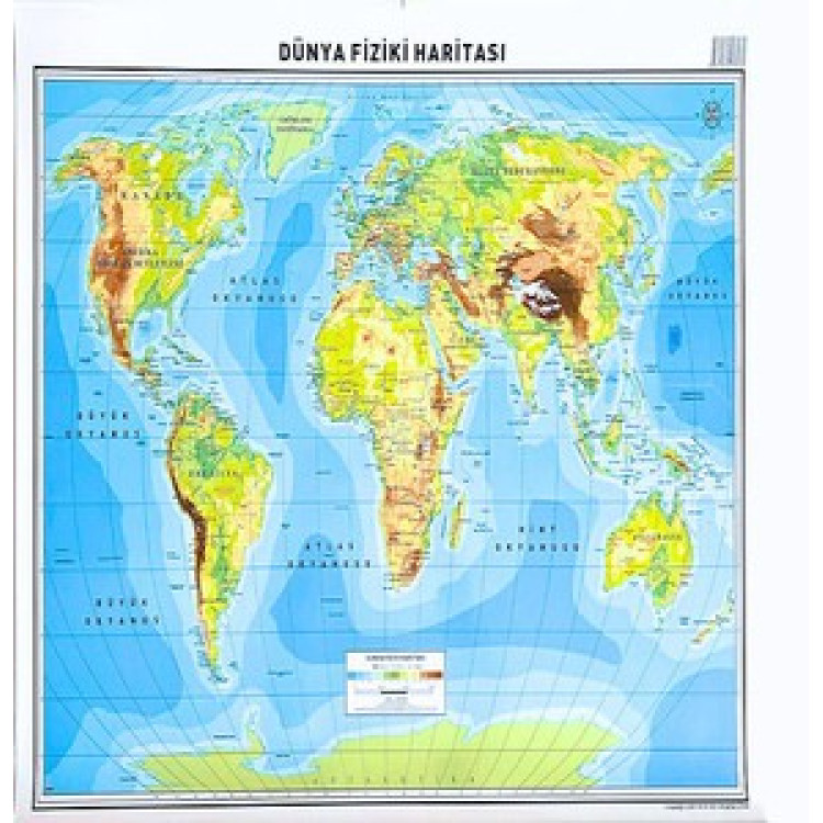 ODAK DÜNYA HARİTASI FİZİKİ-SİYASİ 50X70 5Lİ