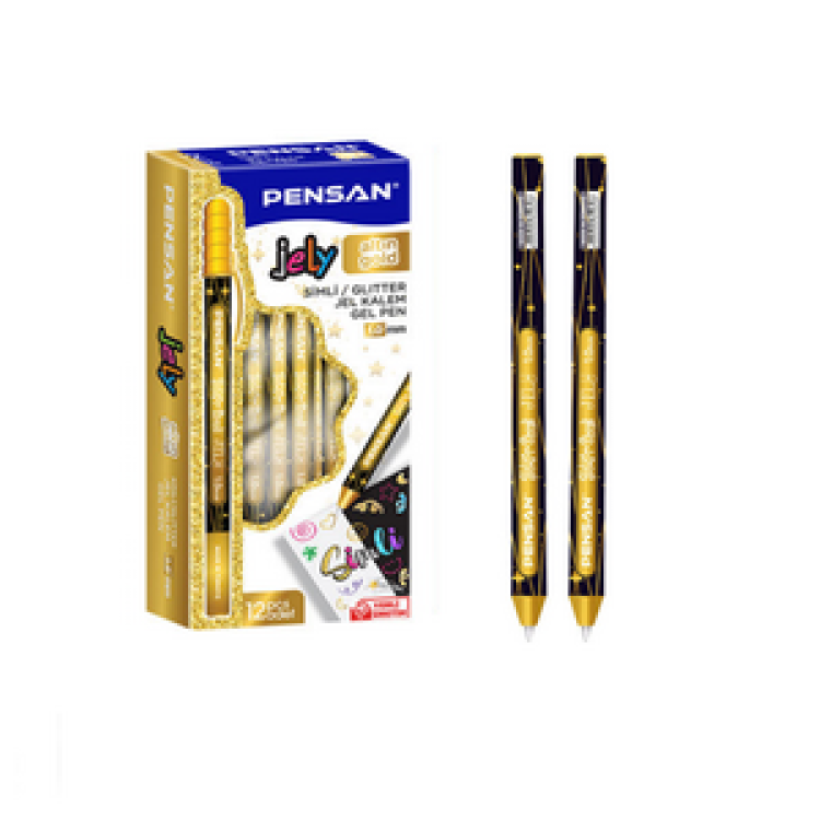 PENSAN 2800 ALTIN JELY GLİTTER SİMLİ JEL KALEM 12Lİ *50
