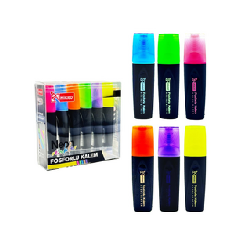 MİKRO MK-605-12 Lİ NEON RENK FOSFORLU KALEM