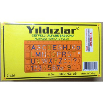 YILDIZLAR CETVELLİ HARF ŞABLONU 22 CM 24'LÜ *24 > YILDIZLAR CETVELLİ HARF ŞABLONU 22 CM 24'LÜ *24 >
