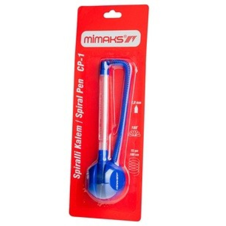 MİMAKS CP-1 SPİRALLİ VEZNE KALEMİ 1.0MM-MAVİ 12'Lİ