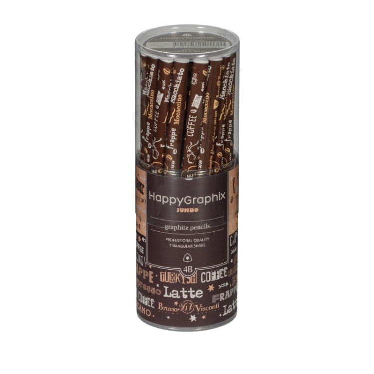 HAPPY GRAPHİX 21-0062-08 JUMBO KURŞUN KALEM  4B 3,5MM KAHVE  30LU