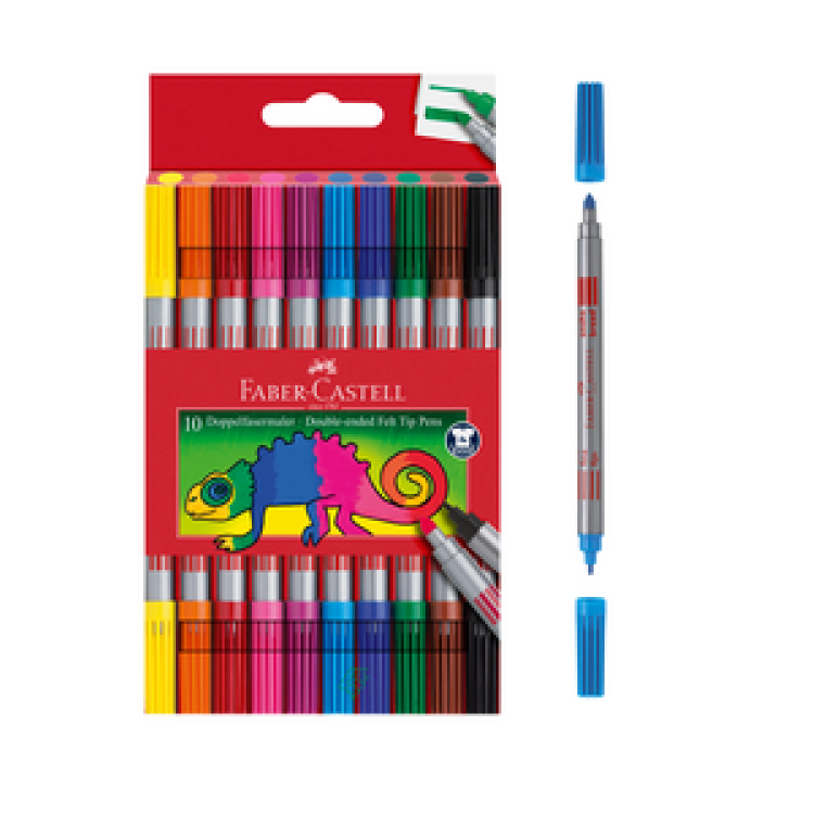 FABER CASTELL ÇİFT TARAFLI KEÇELİ KALEM 10 RENK