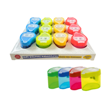BUBU-KT0004 ŞEFFAF DAMLA KALEMTRAŞ ÇİFT DELİKLİ HAZNELİ 4 RENK 12'Lİ PAKET > BUBU-KT0004 ŞEFFAF DAMLA KALEMTRAŞ ÇİFT DELİKLİ HAZNELİ 4 RENK 12'Lİ PAKET >