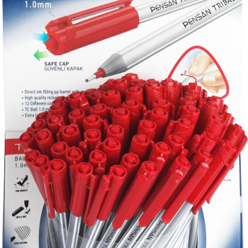 PENSAN 1003 TRİBALL TÜKENMEZ KIRMIZI 1.0M 60'LI *16 PENSAN 1003 TRİBALL TÜKENMEZ KIRMIZI 1.0M 60'LI *16