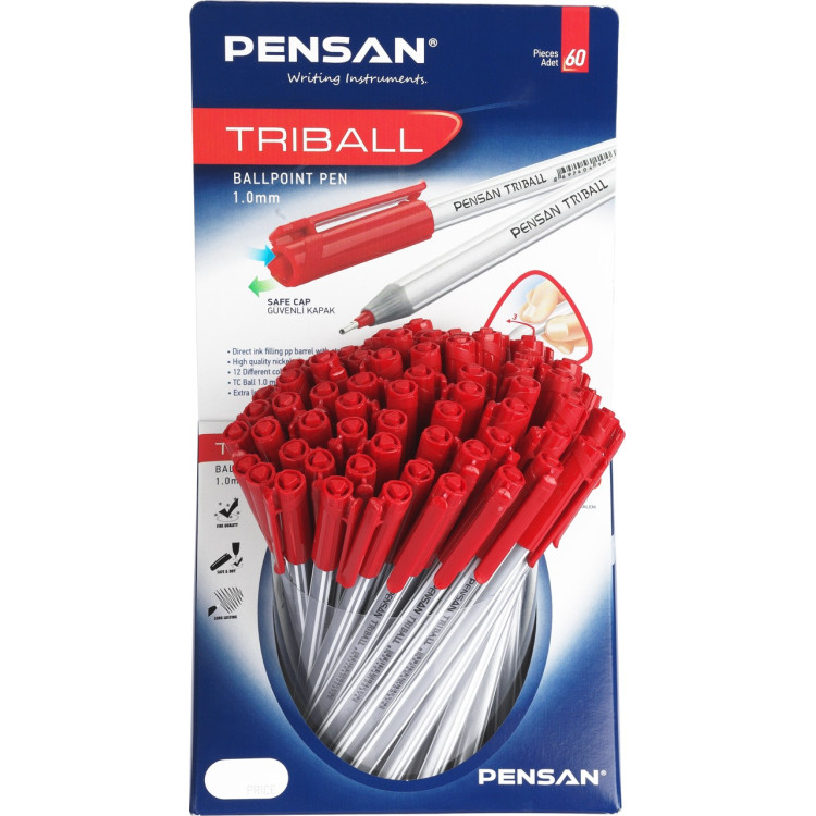 PENSAN 1003 TRİBALL TÜKENMEZ KIRMIZI 1.0M 60LI *16
