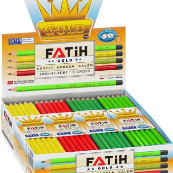 FATİH 11010 GOLD KÖŞELİ KURŞUN KALEM 144'LÜ *24 FATİH 11010 GOLD KÖŞELİ KURŞUN KALEM 144'LÜ *24