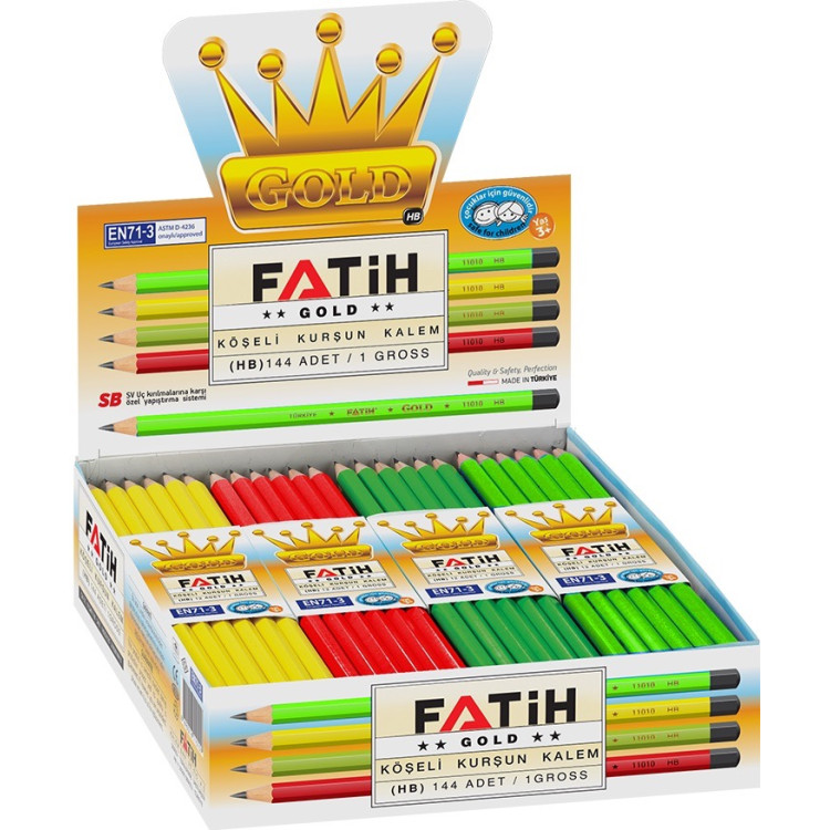FATİH 11010 GOLD KÖŞELİ KURŞUN KALEM 144'LÜ *24