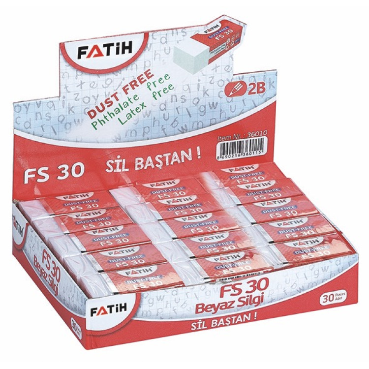 FATİH FS30 36010 BEYAZ SİLGİ 30'LU *30 >