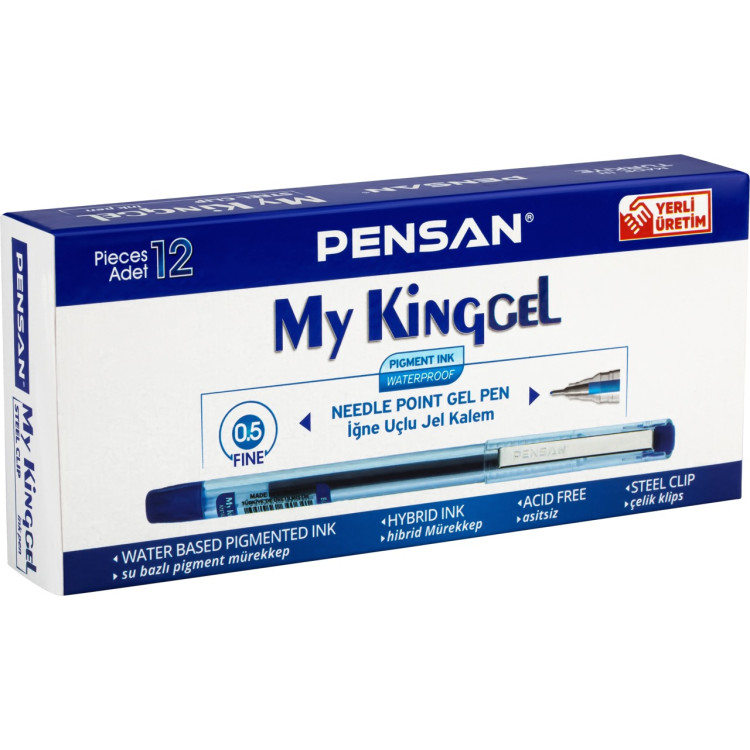 PENSAN 6405 MY-KİNG JEL KALEM METAL KLİPS MAVİ 12Lİ *144