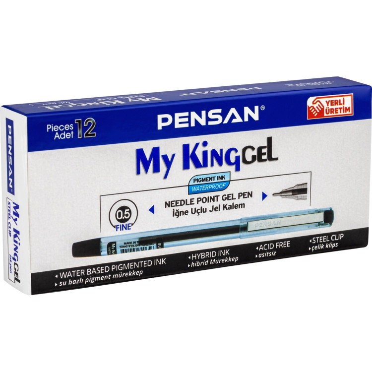 PENSAN 6405 MY-KİNG JEL KALEM METAL KLİPS SİYAH 12Lİ *144