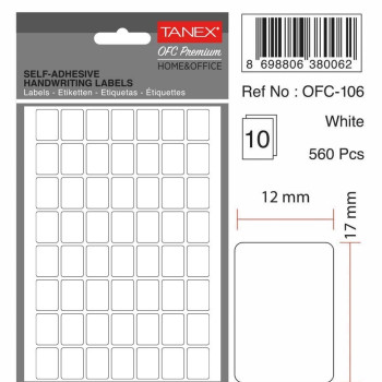 TANEX OFC-106 BEYAZ OFİS ETİKETİ 10'LU *54