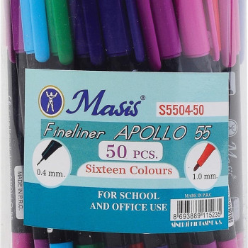 MASİS S5504-50 APOLLO ÇİFT TARAFLI FİNELİNER 50Lİ* 20 MASİS S5504-50 APOLLO ÇİFT TARAFLI FİNELİNER 50Lİ* 20