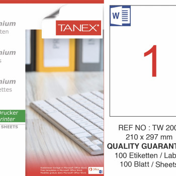 TANEX TW-2000 LAZER ETİKET 210*297 MM 100'LÜ *20