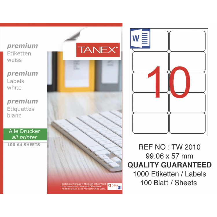 TANEX TW-2010 LAZER ETİKET 99,06*57MM 100LÜ *20
