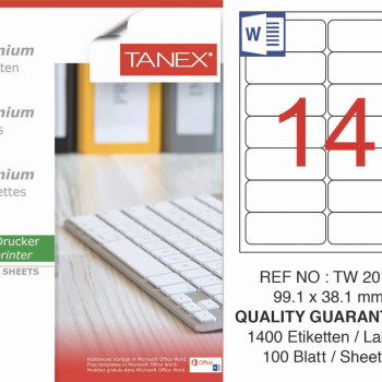 TANEX TW-2014 LAZER ETİKET 99,1X38,1MM 100'LÜ *20