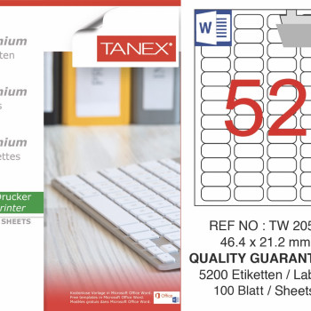 TANEX TW-2052 LAZER ETİKET 46,4*21,2MM 100'LÜ *20